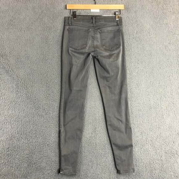 J Brand Distressed Gray Ankle Zip Low Rise Skinny Jeans Women's Size 26 - Picture 2 of 11